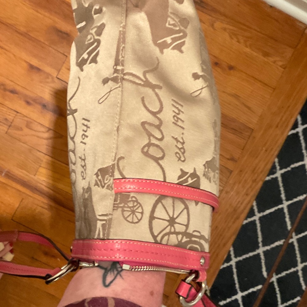 Coach Carriage Tan Tote with Pink Accents - Picture 7 of 10